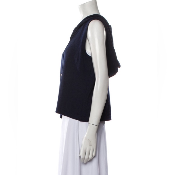 St. John Sport Navy sweater vest with hood | navy blue | SZ large - Picture 3 of 5
